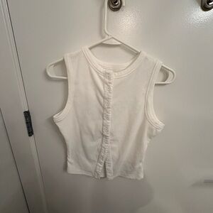 White Sleeveless Button-Down Top